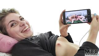 Edging my girlfriend with porn and penetration until orgasm