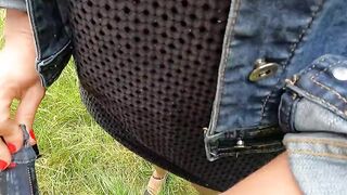 My stepmom jerks my dick in the fields