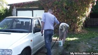 Fucking old mother in law outside