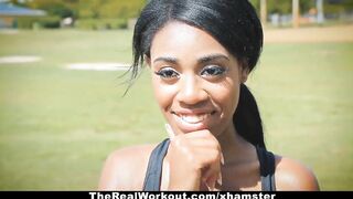 TheRealWorkout- Ebony Honey Fucks Coach After Workout