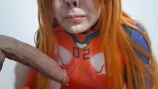 Nice-looking Shemale Asuka Eating Cum and Giving a Oral-job to a Sex-toy during the time that she uses a Bizarre BDSM Nosehook