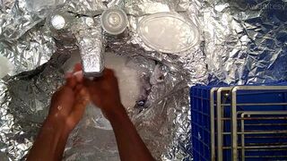 Playful Sings and Plays with! Washes Off Hands.