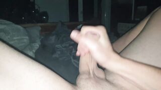 AWESOME WANG SHOOTS THICK LOAD OF CUM JERKING OFF SOLO IN BED AFTER WAKING!