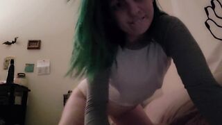 Little slut caught screwing herself in the ass