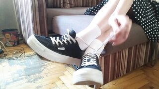 Teen sneakers, amazing feet in white socks - OlgaNovem