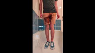 PISSING MY SHORTS AND BLUE VANS BEFORE TAKING A SHOWER