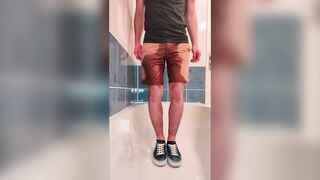 PISSING MY SHORTS AND BLUE VANS BEFORE TAKING A SHOWER
