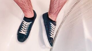 PISSING MY SHORTS AND BLUE VANS BEFORE TAKING A SHOWER