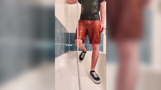 PISSING MY SHORTS AND BLUE VANS BEFORE TAKING A SHOWER
