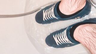 PISSING MY SHORTS AND BLUE VANS BEFORE TAKING A SHOWER