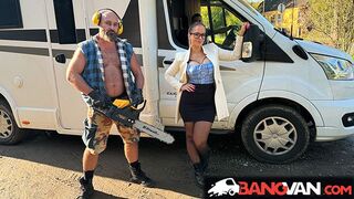 BangVan - Big Titted RV Driver Jennifer Mendez Meets a Real Lamberjack