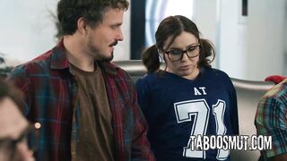 Sexy Playgirl Gets Double Teamed by Her Stepdad's Friends Right Behind His Back - Leana Lovings