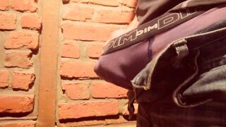 Real amateur jerking off after climbing. Moaning, playing with precum, cumshot and cum dripping