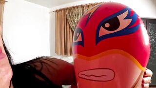 Inflatable Wrestler Cum Play. Immodest Talk, Doggy and Cum Licking