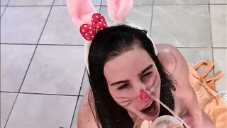 Girl eating urinate covered carrot