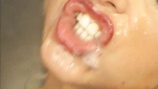 Golden-haired Sluts Drink Cum From Bowl in Group Group-sex