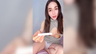 TS Solo - Jerking Off & Cumming on Wafers Tease