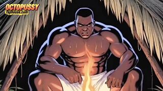 Sexy White Wife Tastes a Big Black Cock in Front of Her Cuckold Husband. Cartoon Comic Story