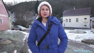 This honey nervously takes off her clothes in front of a stranger in POV - Public Agent