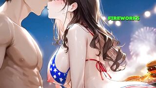 Step Stepsister's Fireworks Creampie While Everybody Watches Outside - Ai Animation