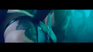 Female-dom MILF Leashes Masked Sub in Dungeon Play