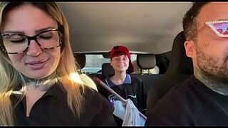 I found a window cleaner at the traffic light! And I called her over to be a porn actor and have hawt sex in our car in the centre of the street. I made her all wet and this chick smeared our entire car seat.