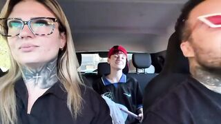 I found a window cleaner at the traffic light! And I called her over to be a porn actor and have hawt sex in our car in the centre of the street. I made her all wet and this chick smeared our entire car seat.