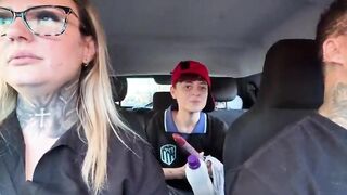 I found a window cleaner at the traffic light! And I called her over to be a porn actor and have hawt sex in our car in the centre of the street. I made her all wet and this chick smeared our entire car seat.
