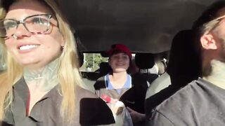I found a window cleaner at the traffic light! And I called her over to be a porn actor and have hawt sex in our car in the centre of the street. I made her all wet and this chick smeared our entire car seat.