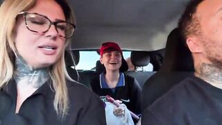 I found a window cleaner at the traffic light! And I called her over to be a porn actor and have hawt sex in our car in the centre of the street. I made her all wet and this chick smeared our entire car seat.