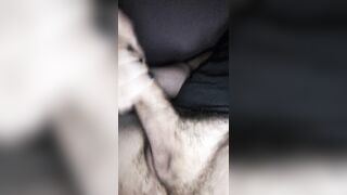 Stroking my shaggy uncut cutie weenie!