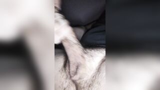 Stroking my shaggy uncut cutie weenie!