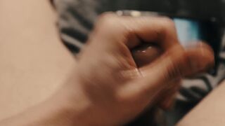 Man masturbating watching porn POV
