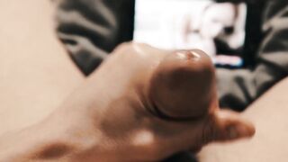 Man masturbating watching porn POV