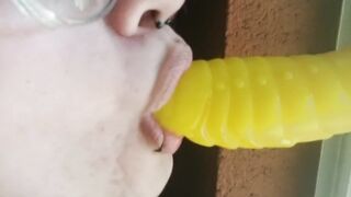 Emo with piercings gives up close oral