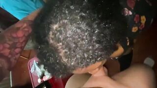 Hot Black deepthroats, slapped and takes a Facial from Daddy's BWC Deepthroat
