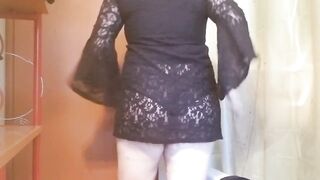 Goth confidently strips in sexy underwear set