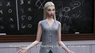 Sexy golden-haired teacher has sex with her student for education - sims 4 - 3D animation