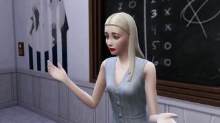 Sexy golden-haired teacher has sex with her student for education - sims 4 - 3D animation