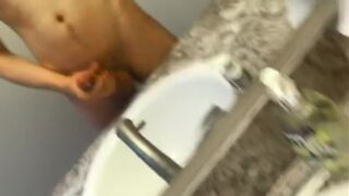 Jerking off in the bathroom in front of the mirror part 2