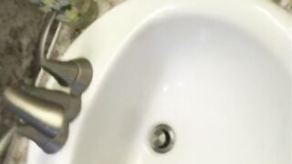 Jerking off in the bathroom in front of the mirror part 2