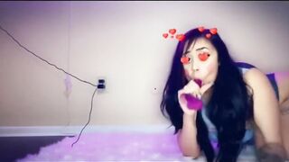 D.va cosplay floozy onlyfans/Sexysasha3611 sucks her sex-toy and screws her 3 holes with dildo