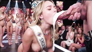 A gal contest went wrong and turned into a blow job and cum drinking contest! (Ai generated)