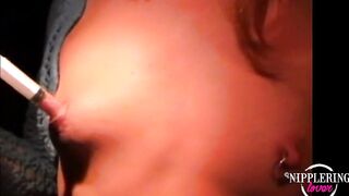 nippleringlover – sexually excited milf shoving needle in pierced nipple after rubbing ice on nipps