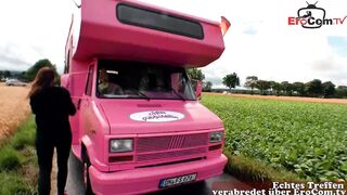 German hitchhiker girl next door gets picked up and banged in car