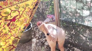 Outdoor shower, pissing, omg so nice.