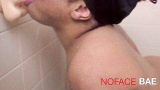Ebony caught Deepthroat two Sex tool In Shower Oral-sex