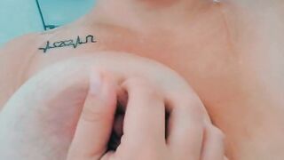 Playing with my boobs in the shower