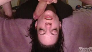 60FPS MiGia gets face destroyed from bawdy mouth fuck (close , upside down)