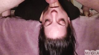 60FPS MiGia gets face destroyed from bawdy mouth fuck (close , upside down)
